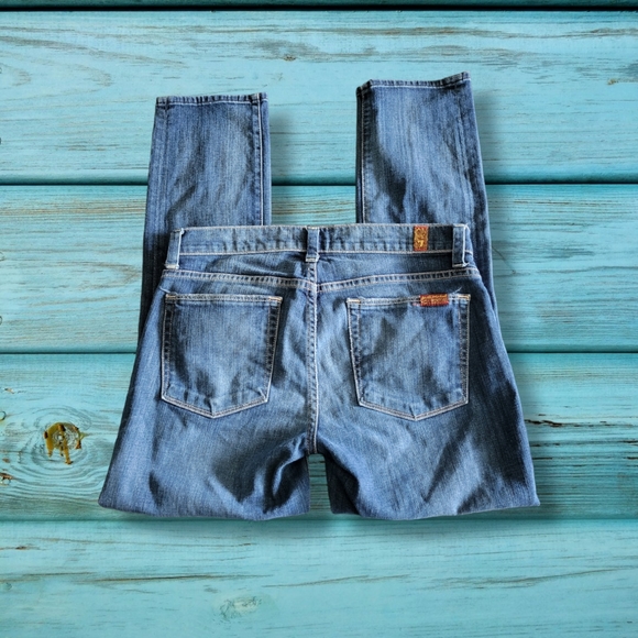 ✨️HP✨️7 For All Mankind | Blue Denim Slim Straight Leg Jeans (SIZE 27) - Picture 2 of 9